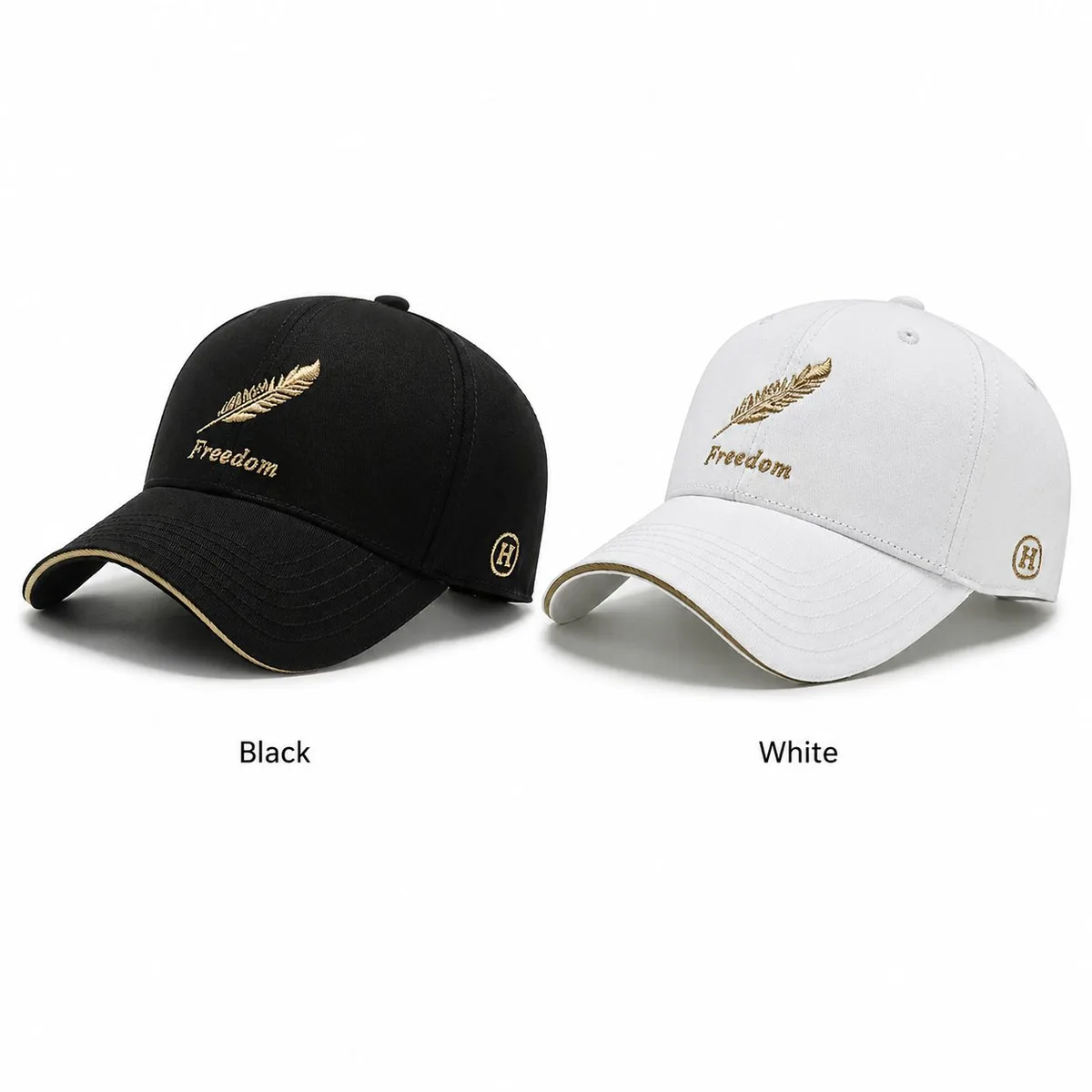 The cotton-blend baseball cap in black and white with gold-tone embroidery