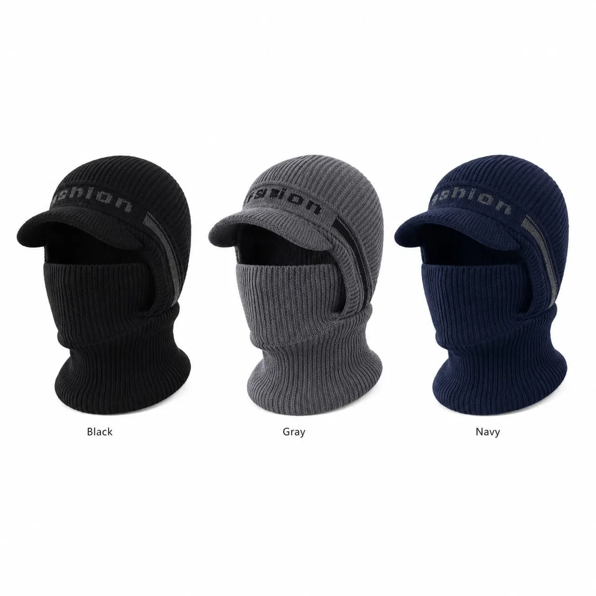The fleece-lined visor balaclava in black, gray and navy