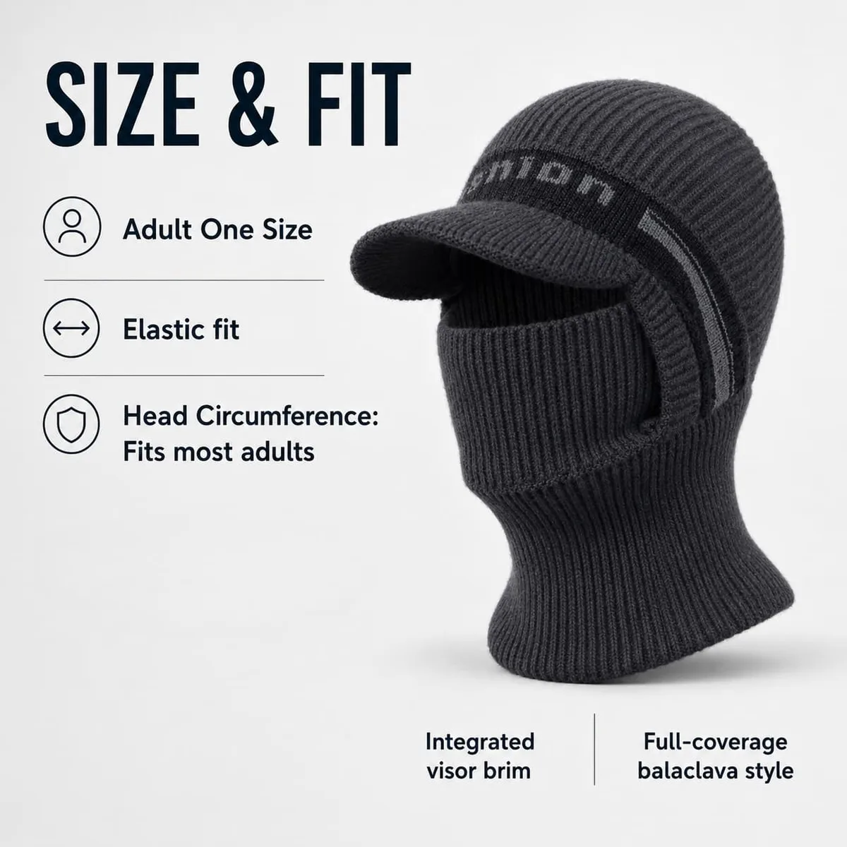 Visor balaclava size and fit: adult one size with elastic fit